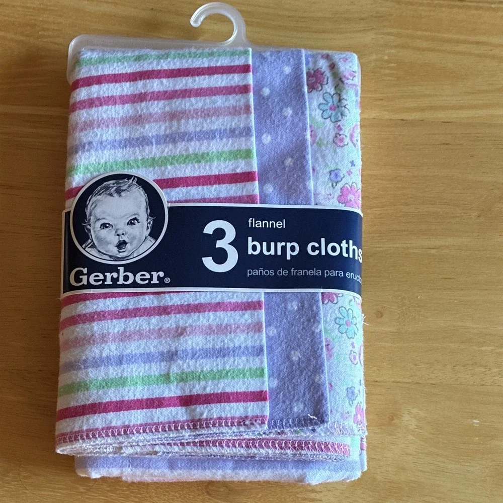 Gerber 3-Pack Cotton Flannel Burp Cloths 14x20 Multicolor